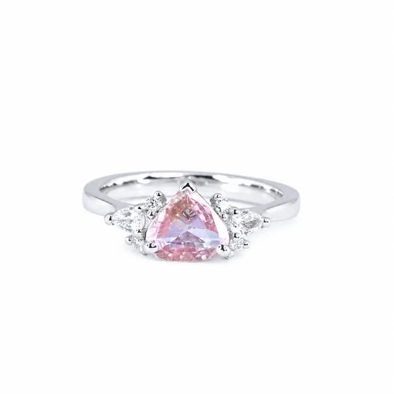 Unheated Pink Sapphire Ring | Natural Sapphire and Diamonds Ring in Platinum