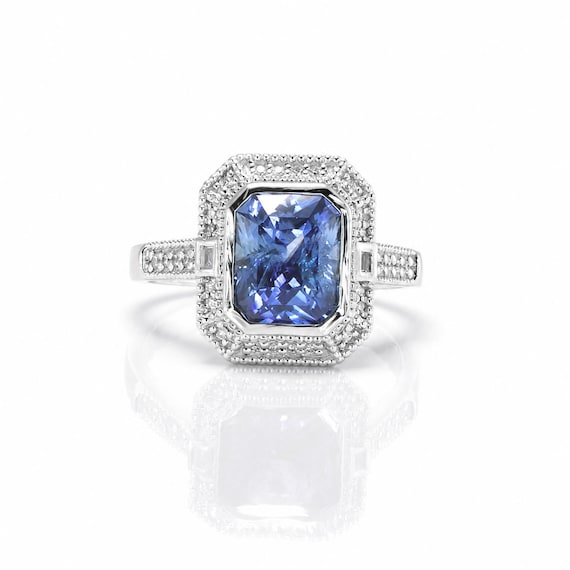 3 carats Unheated Sapphire Platinum Ring
