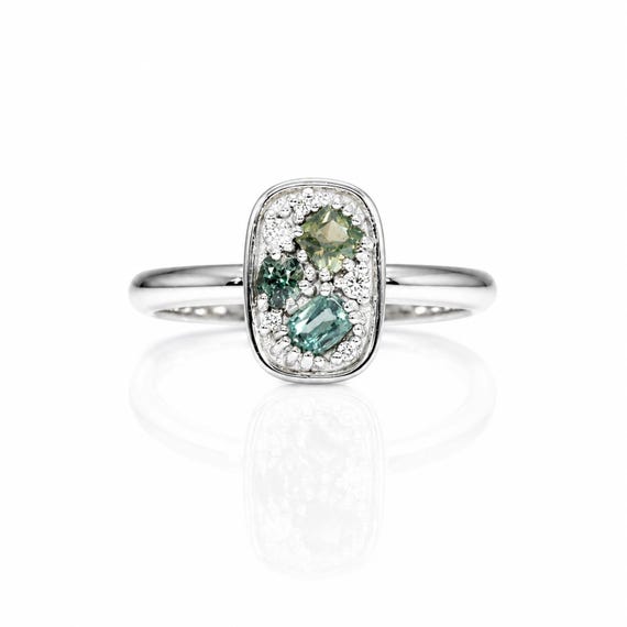 Natural Alexandrite & Diamond Composition Ring in Platinum
