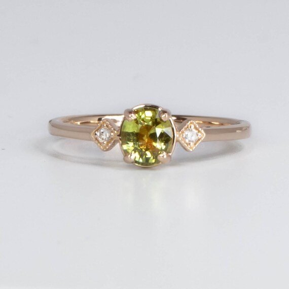 Natural Alexandrite and Diamonds Ring Three Stone Alexandrite Ring