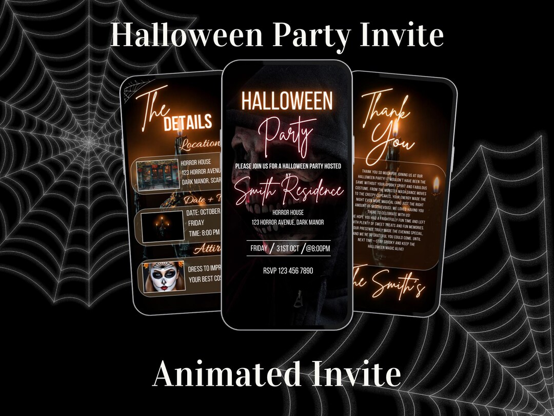 Spooky Halloween Animated Invitation | Mobile Digital Party Invite ...