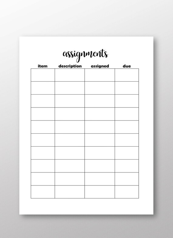 Download Items similar to Assignments *A5* Digital Planner Insert ...