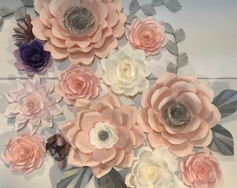 11 Paper Flower Wall Decor set