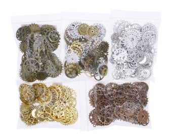 100g Cogs and gears, hearts and anchors jewellery findings
