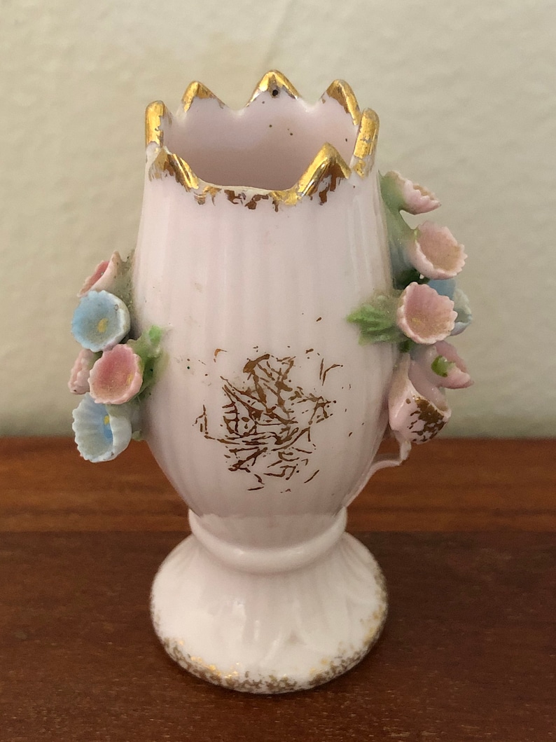 Vintage Lefton China Flower Vase Pink Hand Painted 1950s Etsy