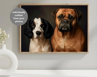 Custom Two Dogs Portrait: Personalized Pet Art Gift (Digital Download)