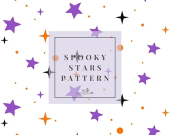 Seamless Spooky Stars Halloween Digital Pattern | JPG, Transparent PNG, SVG | Scrapbook, Printable, Crafting, Sublimation