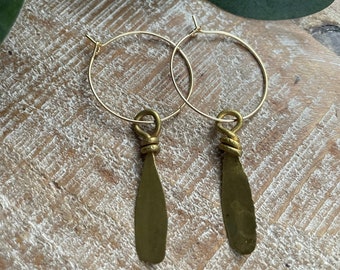 The Redemption Line || Brass Paddle Hoops || Upcycled || Vintage Brass || Estate Brass || Small Hoops || Gift for Her