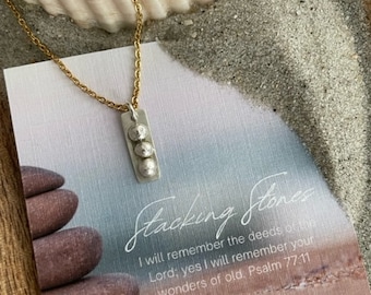 Stacking Stones Necklace || Meaningful Jewelry || Recycled Silver || Coastal Collection || Encouragement || Gift for Her || Beach Jewelry