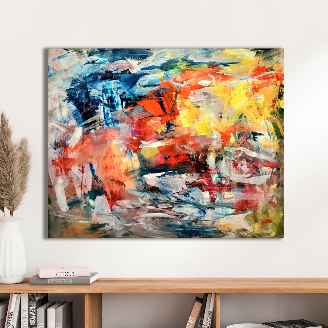 Art mural abstrait original, grande peinture abstraite colorée, art ...