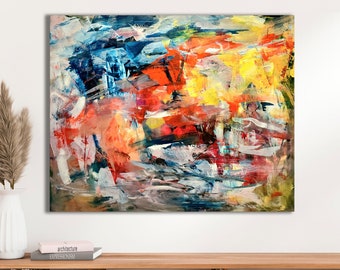 Original Abstract Wall Art, Large Colorful Abstract Painting, Colorful Living Room Wall Art, Modern Canvas Art, Acrylic Art Painting