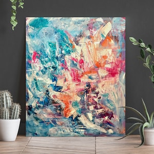 Original Abstract Wall Art, Large Colorful Abstract Painting, Colorful Living Room Wall Art, Modern Canvas Art, Acrylic Art Painting