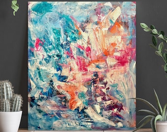 Original Abstract Wall Art, Large Colorful Abstract Painting, Colorful Living Room Wall Art, Modern Canvas Art, Acrylic Art Painting