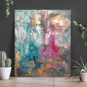 Original Abstract Wall Art, Large Colorful Abstract Painting, Colorful Living Room Wall Art, Modern Canvas Art, Acrylic Art Painting