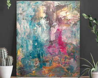 Original Abstract Wall Art, Large Colorful Abstract Painting, Colorful Living Room Wall Art, Modern Canvas Art, Acrylic Art Painting