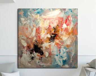 Original Abstract Wall Art, Large Colorful Abstract Painting, Colorful Living Room Wall Art, Modern Canvas Art, Acrylic Art Painting