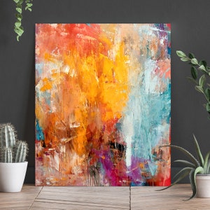 Original Abstract Wall Art, Large Colorful Abstract Painting, Colorful Living Room Wall Art, Modern Canvas Art, Acrylic Art Painting
