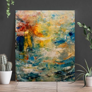 Original Abstract Wall Art, Large Colorful Abstract Painting, Colorful Living Room Wall Art, Modern Canvas Art, Acrylic Art Painting