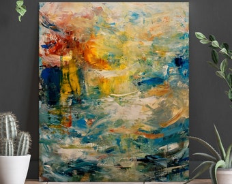 Original Abstract Wall Art, Large Colorful Abstract Painting, Colorful Living Room Wall Art, Modern Canvas Art, Acrylic Art Painting
