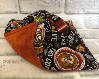 Pumpkin Spice Latte Microwave Bowl Cozy: Reversible Hot or Cold Bowl Holder