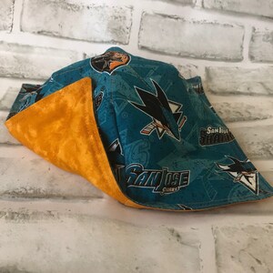 SJ Sharks Microwave Bowl Cozy, Soup Bowl Cozy, Hot Bowl Holder, Large Bowl Cozy, Reversible, Ice Cream Holder, Hot Pad, hockey