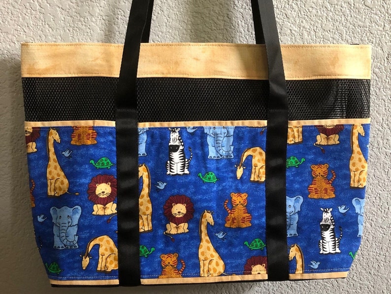 Zoo Animal Baby Tote Bag with Pockets drink holder and Etsy