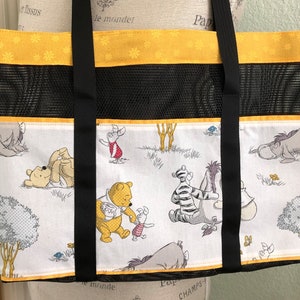 Winnie the Pooh Tote Bag with Pockets, drink holder and magnetic closure, Large Mesh Shoulder baby bag