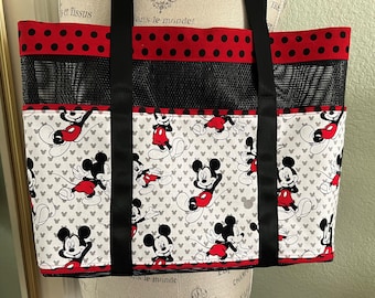 Mickey Mouse Tote Bag with Pockets, drink holder and magnetic closure, Large Mesh Shoulder baby bag