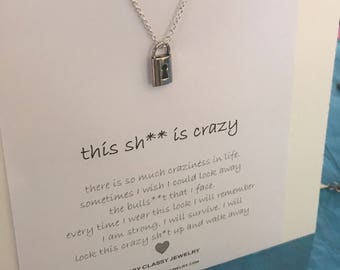 CENSORED Funny Lock Necklace Gift Idea for Best Friend Jewelry Bridesmaid Bachelorette Gift Funny Birthday Gift for Her Regalo Comico CUSTOM