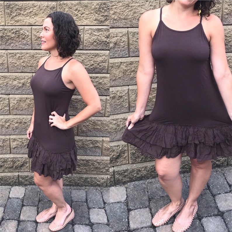 Dress Extender Slip Cotton Layer Ruffle Sleeveless Etsy