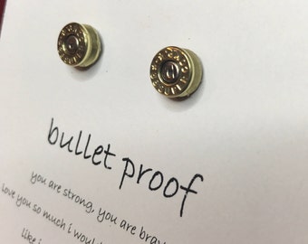 Bullet Earrings for Best Friend Jewelry Gift Birthday Gift for Her Necklace Gun Jewelry Ammo Jewelry Bullet Stud Earrings Gift for Gun Lover