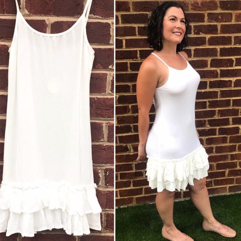 Dress Extender Slip Cotton Layer Ruffle Sleeveless Etsy
