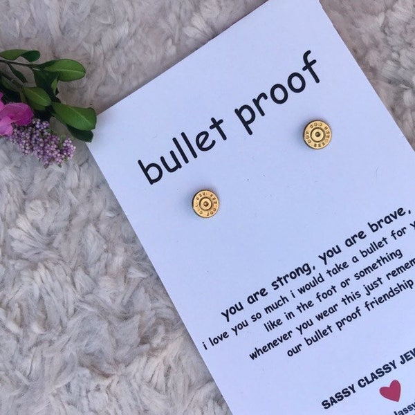 Bullet Earrings for Best Friend Jewelry Gift Birthday Gift for Her Necklace Gun Jewelry Ammo Jewelry Bullet Stud Earrings Gift for Gun Lover