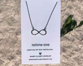 Silver Infinity Necklace Gift for Mom Necklace Gift Ideas for Mom Gift From Daughter Mom Jewelry Card for Mother's Day Sentimental Birthday