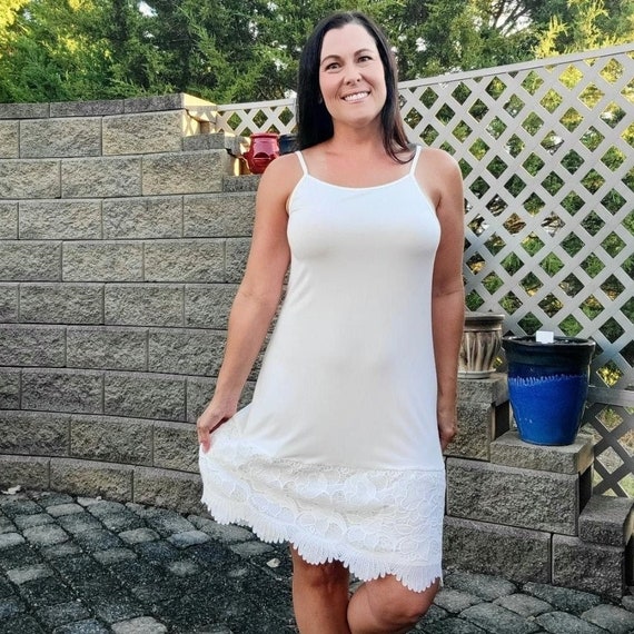 Off White Lace Dress Extender Slip: Scalloped Guipure, Convertible Strap -  Etsy