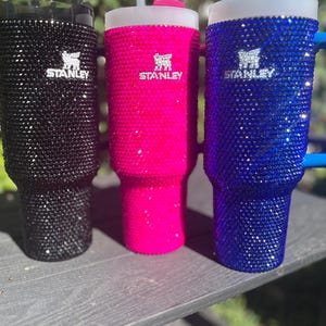 Vaso Stanley Bling personalizado / Vaso con brillo de diamantes de imitación de 40 oz Azul