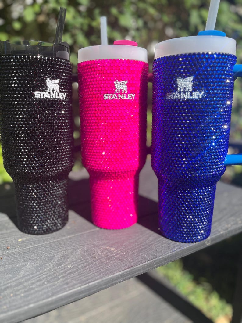 Vaso Stanley Bling personalizado / Vaso con brillo de diamantes de imitación de 40 oz Azul