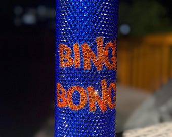 Vaso térmico con diamantes de imitación de los New York Knicks / Vaso térmico delgado Bing Bong de 20 oz / Vaso de cristal hecho a mano de los Knicks / Regalo para fanáticos del baloncesto