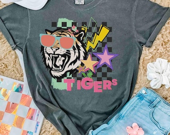 Tiger Mascot 80s Rock School Spirit Shirt Teacher Shirt