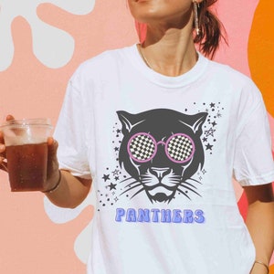 Funky Panther Mascot with Sunglasses School Spirit Teacher T-shirtCustom Team Mascot Shirt, Game Day Shirt, Favorite Team Shirt