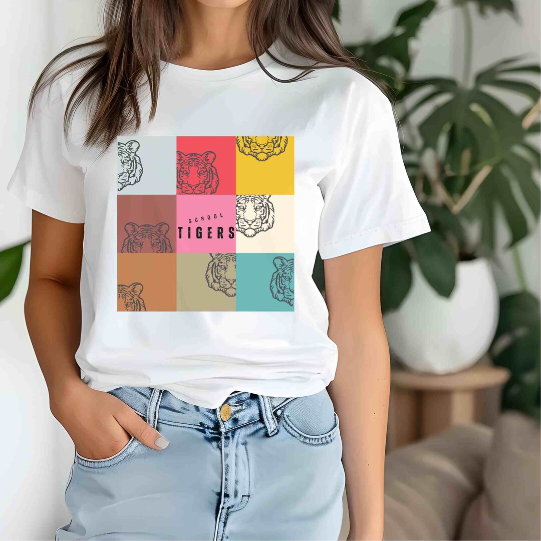 Custom Tiger Squares School Mascot Teacher Tshirt Adult Size Tee - Etsy