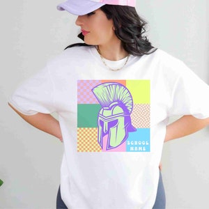 Custom Checkered Trojan School Mascot Teacher TshirtCustom Team Mascot Shirt, Game Day Shirt, Favorite Team Shirt