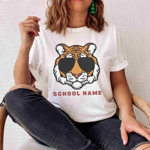 Tiger School Mascot With Aviators Custom School Spirit Shirt Teacher