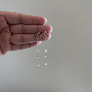 SAMPAGITA herkimer diamonds gold dainty drop dangling earrings image 1
