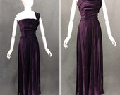 Vintage Dress 1940 39 s Velvet Gown 1940 39 s Purple and Green Polka Dot Evening Dress