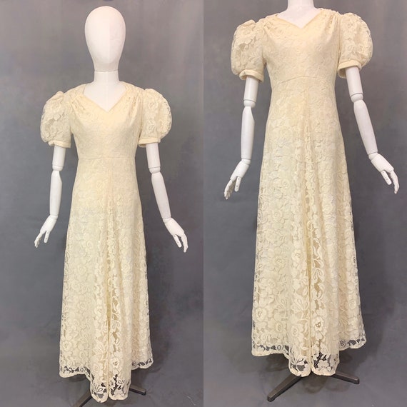 Vintage Dress | 1970's Cream Lace Maxi Dress