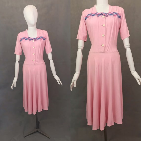 Vintage Dress | 1940's Candy Pink Cotton Tea Dress