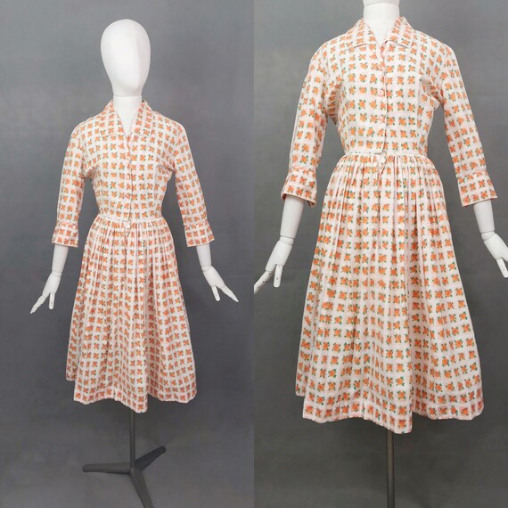 Vintage Dress | 1950s Horrockses Dress | Orange Ro