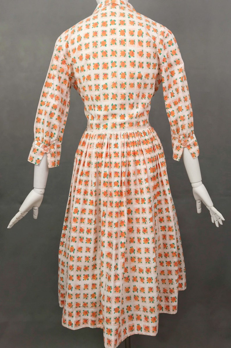 Orange Rose Print Dress by Horrockses Fashions 1950s Horrockses Dress Vintage Dress