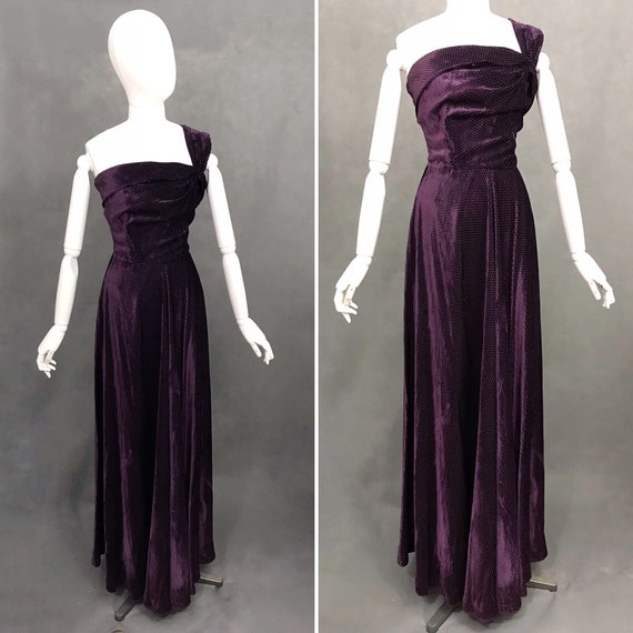 Vintage Dress | 1940's Velvet Gown | 1940's Purple